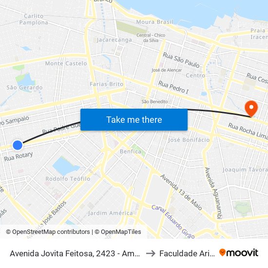 Avenida Jovita Feitosa, 2423 - Amadeu Furtado to Faculdade Ari De Sá map