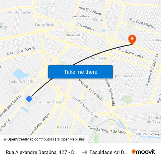 Rua Alexandre Baraúna, 427 - Damas to Faculdade Ari De Sá map