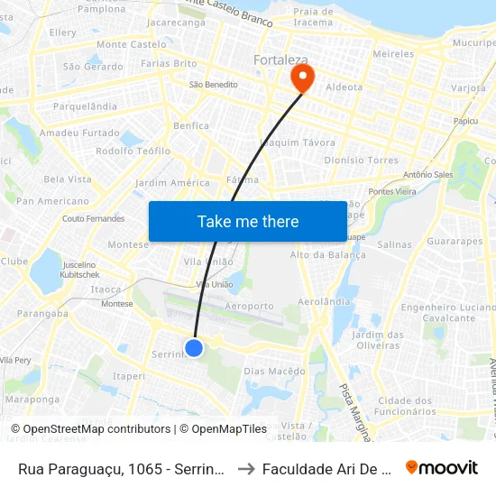 Rua Paraguaçu, 1065 - Serrinha to Faculdade Ari De Sá map
