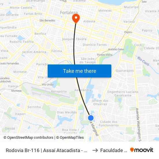 Rodovia Br-116 | Assaí Atacadista - Cidade Dos Funcionários to Faculdade Ari De Sá map