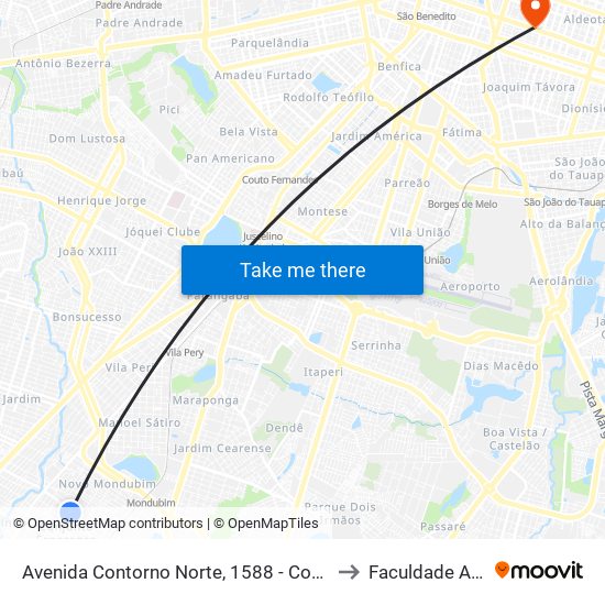 Avenida Contorno Norte, 1588 - Conjunto Esperança to Faculdade Ari De Sá map