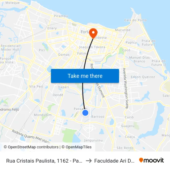 Rua Cristais Paulista, 1162 - Passaré to Faculdade Ari De Sá map