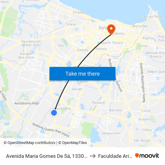 Avenida Maria Gomes De Sá, 1330 - Mondubim to Faculdade Ari De Sá map