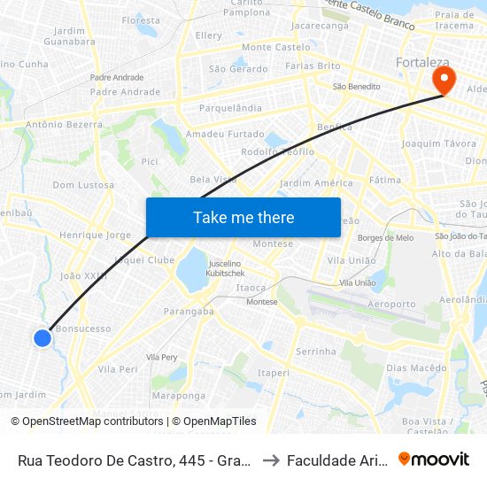 Rua Teodoro De Castro, 445 - Granja Portugal to Faculdade Ari De Sá map