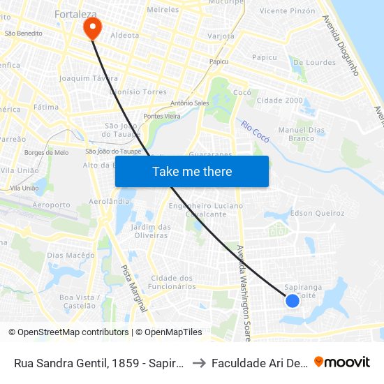 Rua Sandra Gentil, 1859 - Sapiranga to Faculdade Ari De Sá map