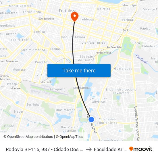 Rodovia Br-116, 987 - Cidade Dos Funcionários to Faculdade Ari De Sá map