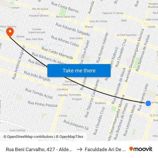 Rua Beni Carvalho, 427 - Aldeota to Faculdade Ari De Sá map