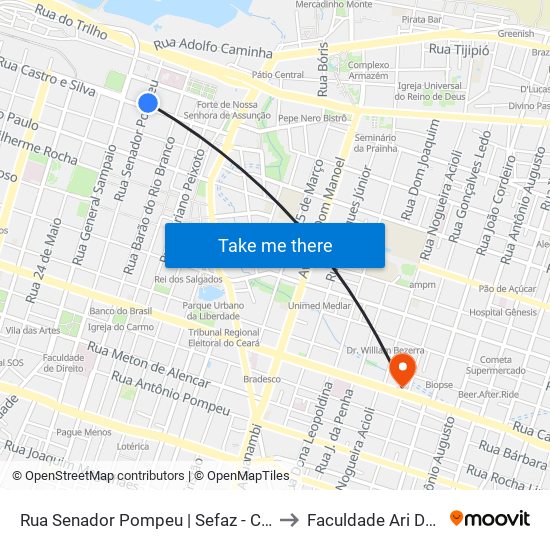 Rua Senador Pompeu | Sefaz - Centro to Faculdade Ari De Sá map