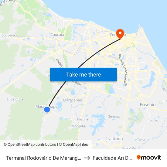 Terminal Rodoviário De Maranguape to Faculdade Ari De Sá map
