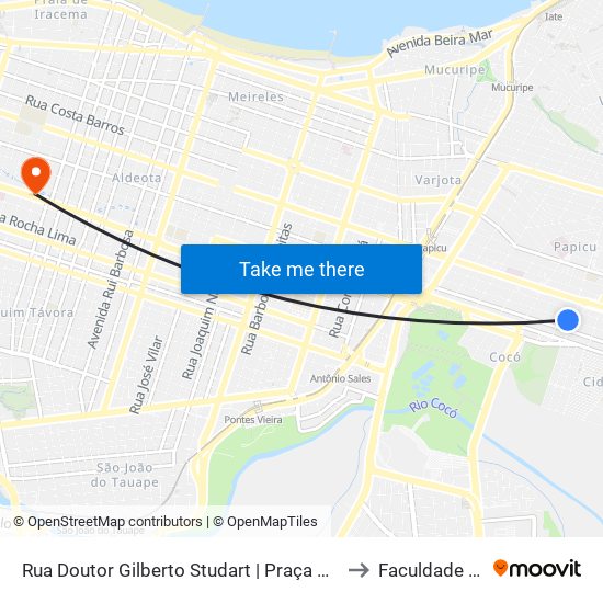 Rua Doutor Gilberto Studart | Praça Martins Dourado - Cocó to Faculdade Ari De Sá map