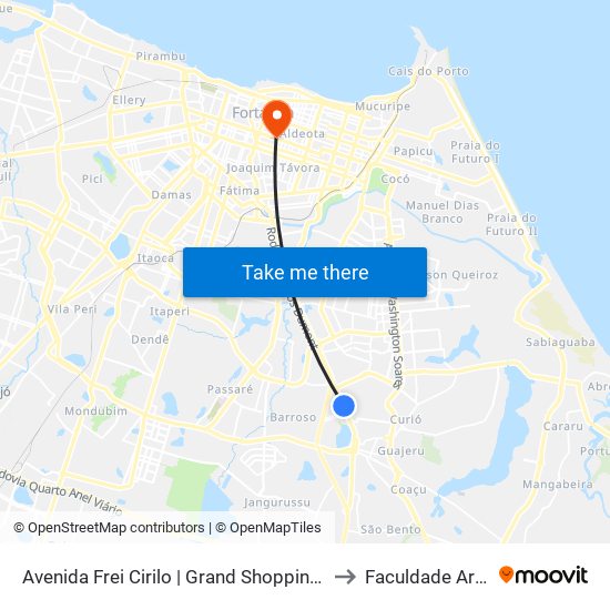 Avenida Frei Cirilo | Grand Shopping - Messejana to Faculdade Ari De Sá map