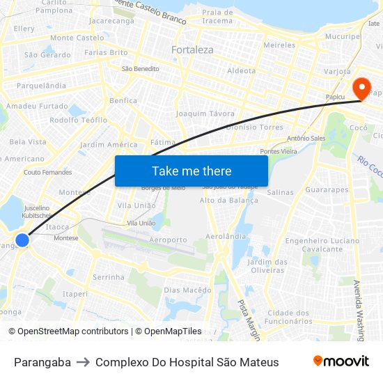 Parangaba to Complexo Do Hospital São Mateus map