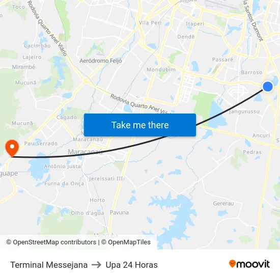 Terminal Messejana to Upa 24 Horas map