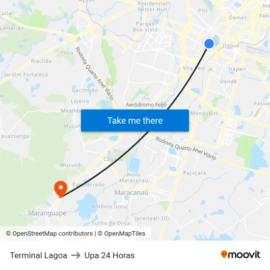Terminal Lagoa to Upa 24 Horas map
