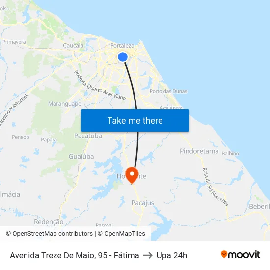 Avenida Treze De Maio, 95 - Fátima to Upa 24h map