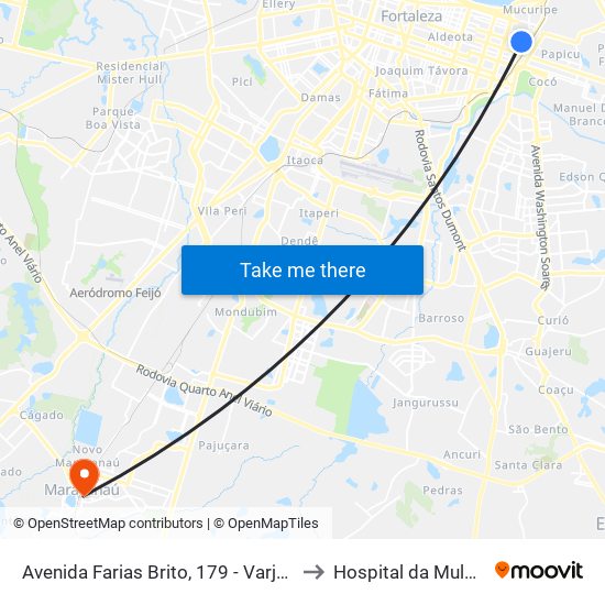 Avenida Farias Brito, 179 - Varjota to Hospital da Mulher map