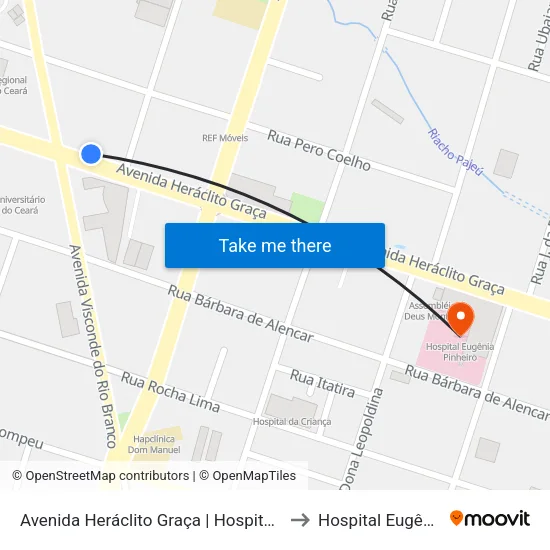 Avenida Heráclito Graça | Hospital Luís França - Centro to Hospital Eugênia Pinheiro map