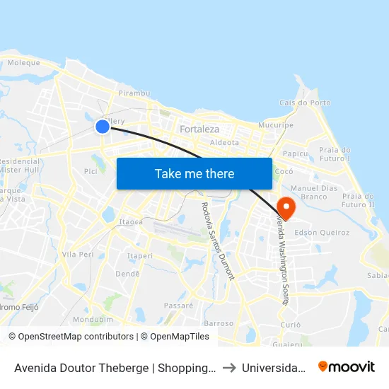 Avenida Doutor Theberge | Shopping Riomar Kennedy - Presidente Kennedy to Universidade De Fortaleza map