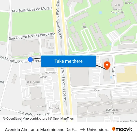 Avenida Almirante Maximiniano Da Fonseca | Uni7 - Engenheiro Luciano Cavalcante to Universidade De Fortaleza map