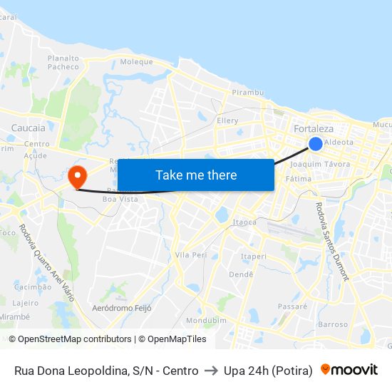 Rua Dona Leopoldina, S/N - Centro to Upa 24h (Potira) map