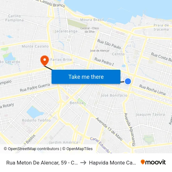 Rua Meton De Alencar, 59 - Centro to Hapvida Monte Castelo map
