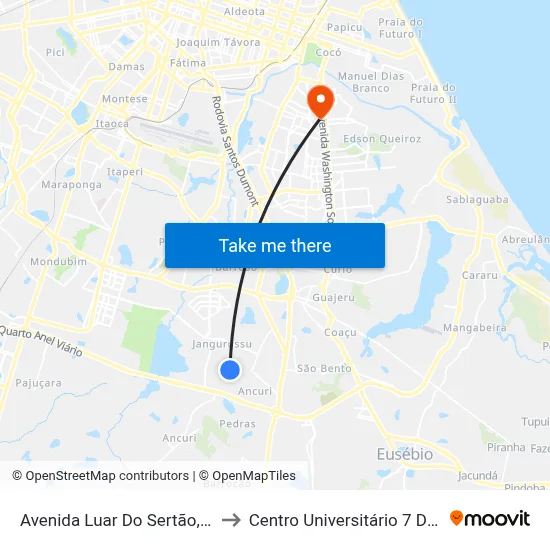 Avenida Luar Do Sertão, S/N - Jangurussu to Centro Universitário 7 De Setembro (Uni7) map