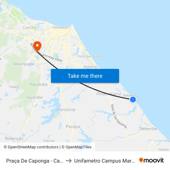 Praça De Caponga - Caponga to Unifametro Campus Maracanaú map