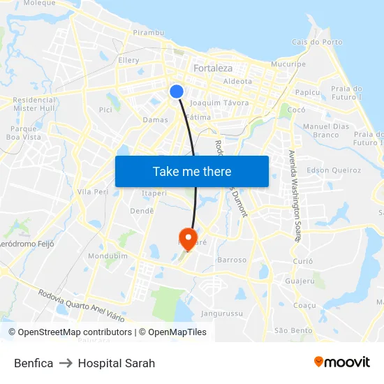 Benfica to Hospital Sarah map