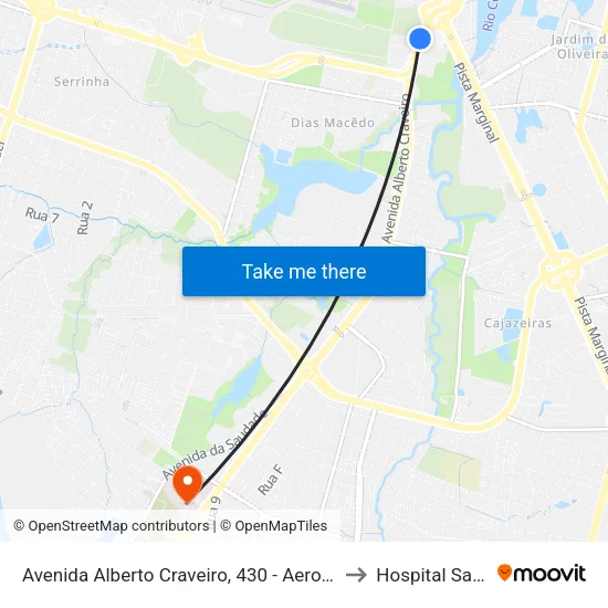 Avenida Alberto Craveiro, 430 - Aeroporto to Hospital Sarah map