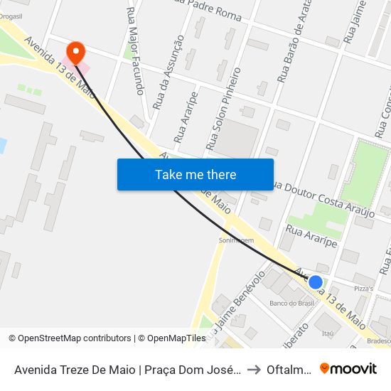 Avenida Treze De Maio | Praça Dom José Tupinambá Da Frota - Fátima to Oftalmoclínica map