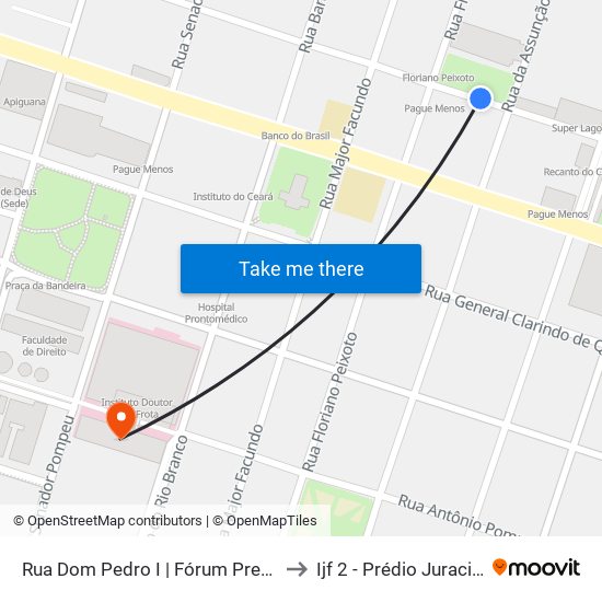 Rua Dom Pedro I | Fórum Presidente Castelo Branco - Centro to Ijf 2 - Prédio Juraci Vieira De Magalhães map