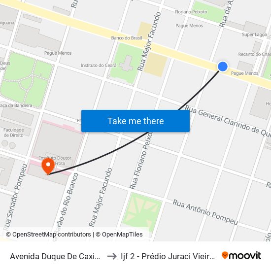 Avenida Duque De Caxias, S/N - Centro to Ijf 2 - Prédio Juraci Vieira De Magalhães map
