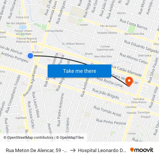 Rua Meton De Alencar, 59 - Centro to Hospital Leonardo Da Vinci map