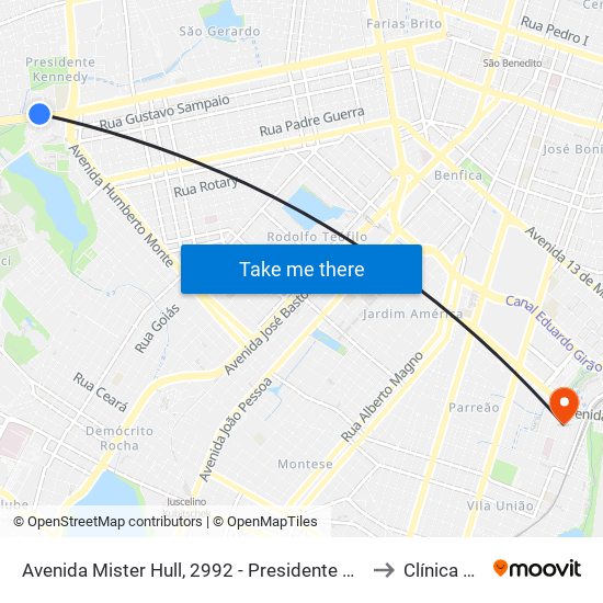 Avenida Mister Hull, 2992 - Presidente Kennedy to Clínica Vita map