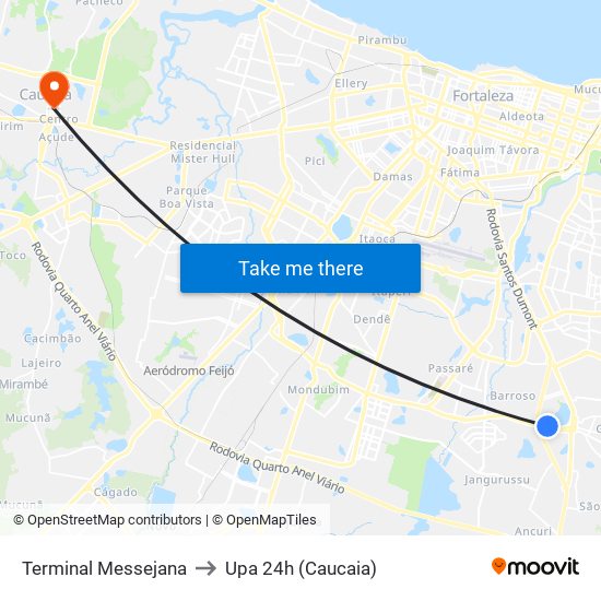 Terminal Messejana to Upa 24h (Caucaia) map