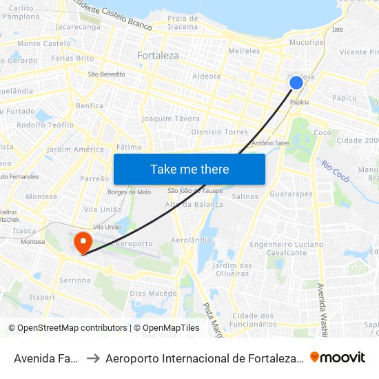 Avenida Farias Brito, 179 - Varjota to Aeroporto Internacional de Fortaleza / Pinto Martins (FOR) (Aeroporto Internacional de Fortaleza / P map