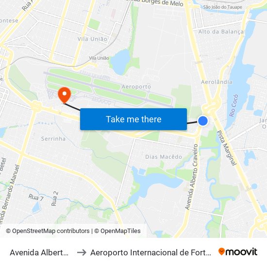 Avenida Alberto Craveiro | Atacadão - Dias Macedo to Aeroporto Internacional de Fortaleza / Pinto Martins (FOR) (Aeroporto Internacional de Fortaleza / P map