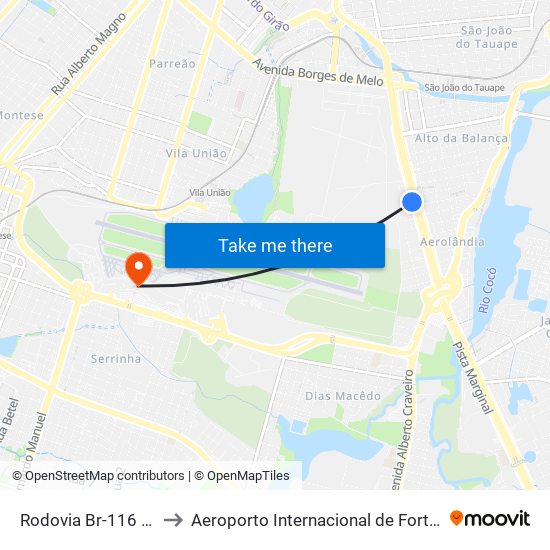 Rodovia Br-116 | Passarela Da Aerolândia - Aerolândia to Aeroporto Internacional de Fortaleza / Pinto Martins (FOR) (Aeroporto Internacional de Fortaleza / P map