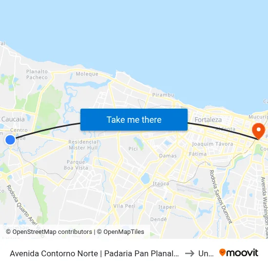 Avenida Contorno Norte | Padaria Pan Planalto - Planalto Caucaia to Uninta map