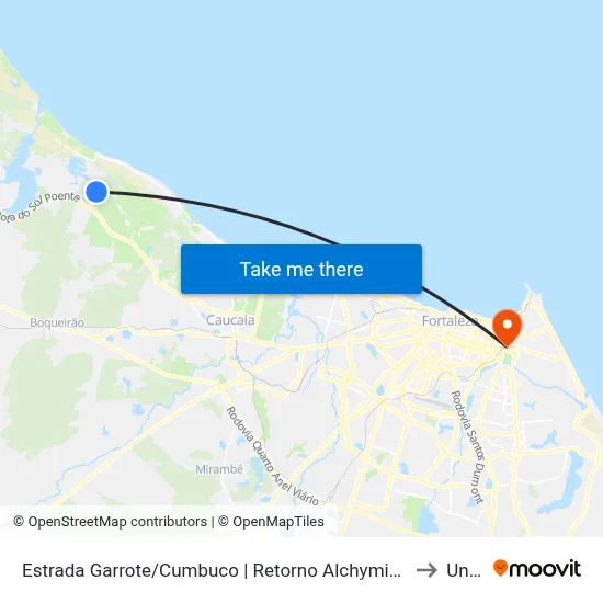 Estrada Garrote/Cumbuco | Retorno Alchymist - Lagoa Encantada to Uninta map