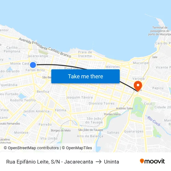 Rua Epifânio Leite, S/N - Jacarecanta to Uninta map