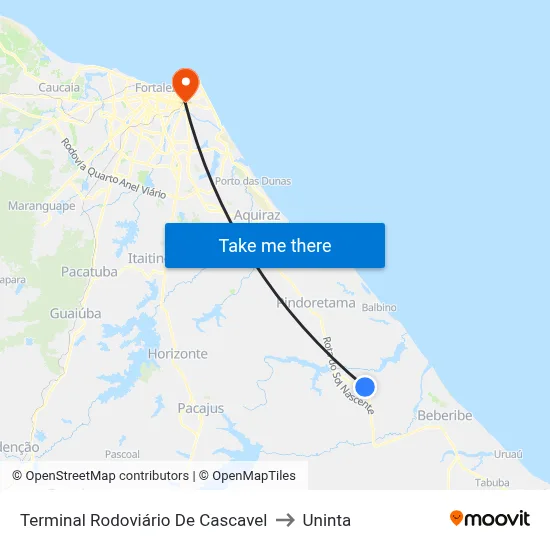 Terminal Rodoviário De Cascavel to Uninta map