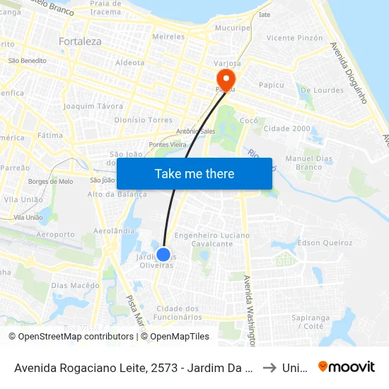 Avenida Rogaciano Leite, 2573 - Jardim Da Oliveiras to Uninta map