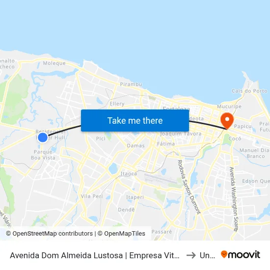 Avenida Dom Almeida Lustosa | Empresa Vitória - Parque Albano to Uninta map
