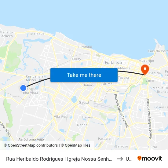 Rua Heribaldo Rodrigues | Igreja Nossa Senhora Das Graças - Parque Potira to Uninta map