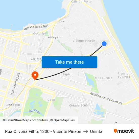 Rua Oliveira Filho, 1300 - Vicente Pinzón to Uninta map