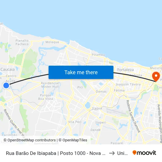 Rua Barão De Ibiapaba | Posto 1000 - Nova Cigana to Uninta map
