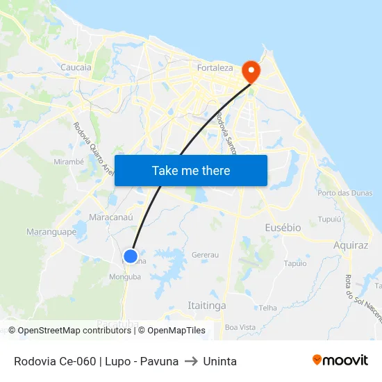 Rodovia Ce-060 | Lupo - Pavuna to Uninta map