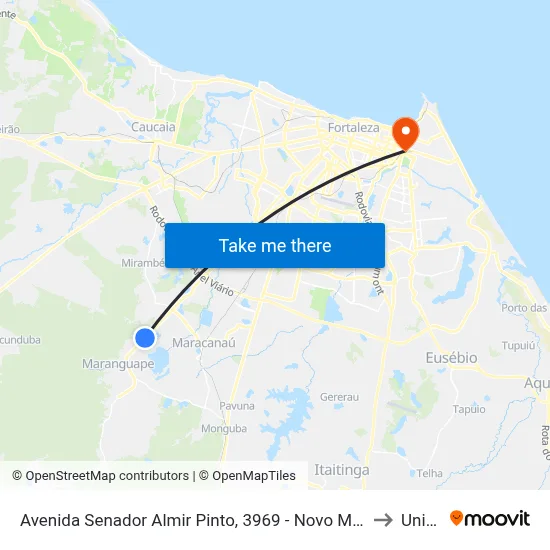 Avenida Senador Almir Pinto, 3969 - Novo Maranguape to Uninta map