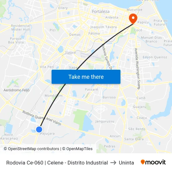 Rodovia Ce-060 | Celene - Distrito Industrial to Uninta map